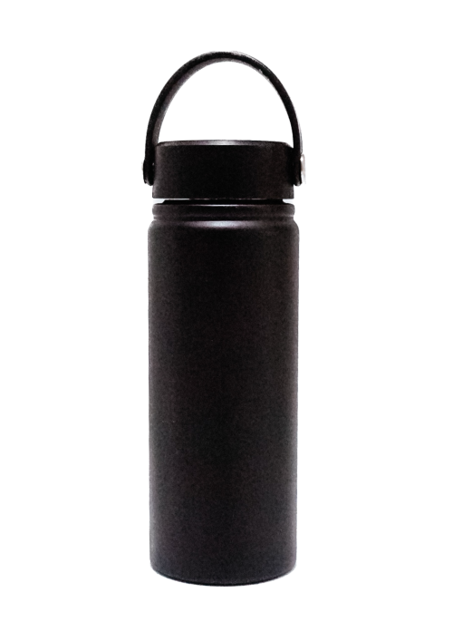 Black vacuum flask with handle.