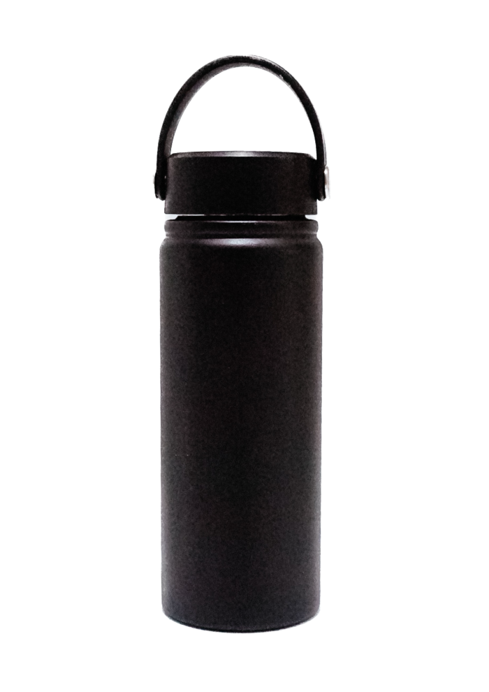 Black vacuum flask with handle.
