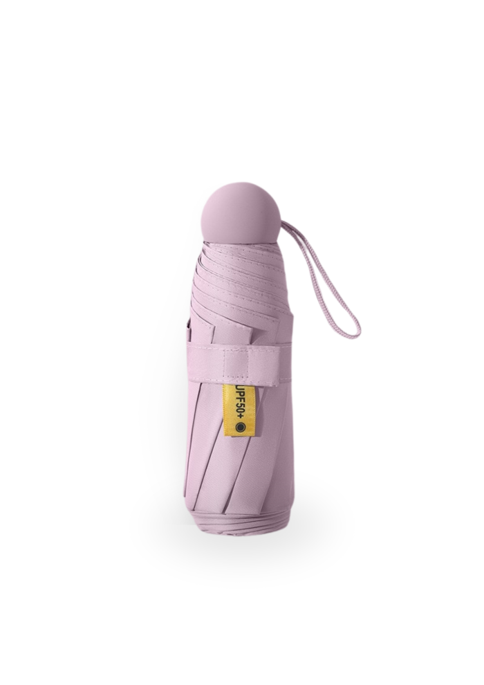 A photo of a UV protection foldable umbrella in pink color.