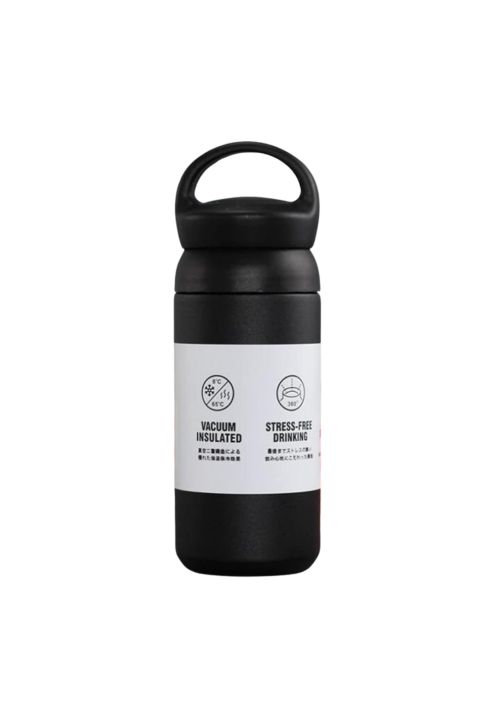 Handy vacuum flask in black color.