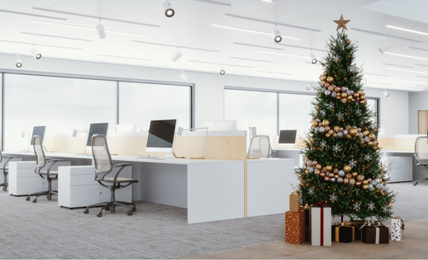 an-office-with-a-christmas-tree