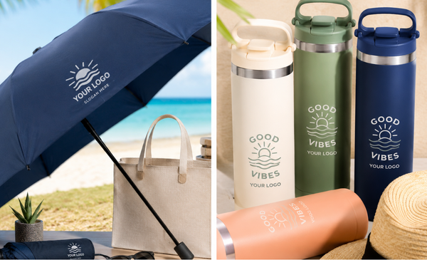 blue-umbrella-with-white-and-green-tumblers-on-the-beach