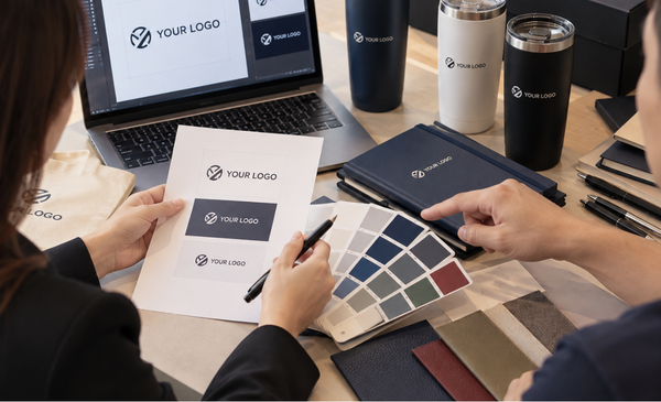 two-persons-discussing-brand-logo-and-color-swatches